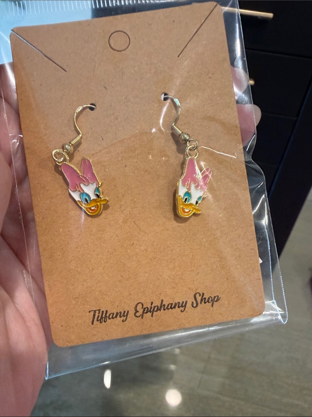 NEW Pink Daisy Duck Drop Earrings